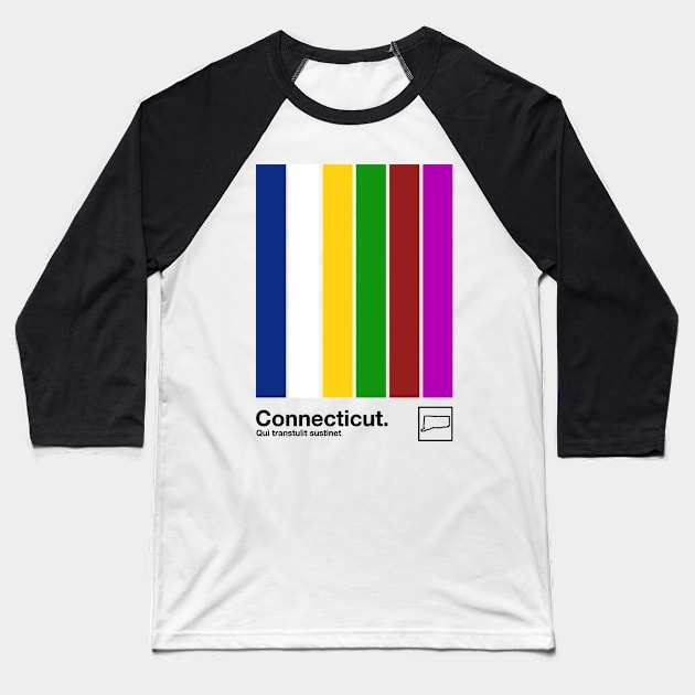 Connecticut  // Original Minimalist Artwork Poster Design Baseball T-Shirt by DankFutura